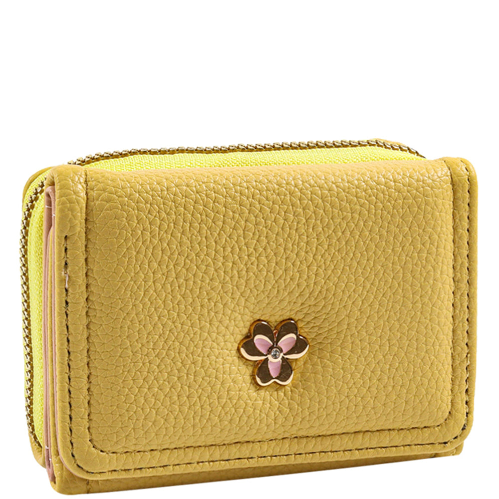 Textured Floral Emblem Wallet