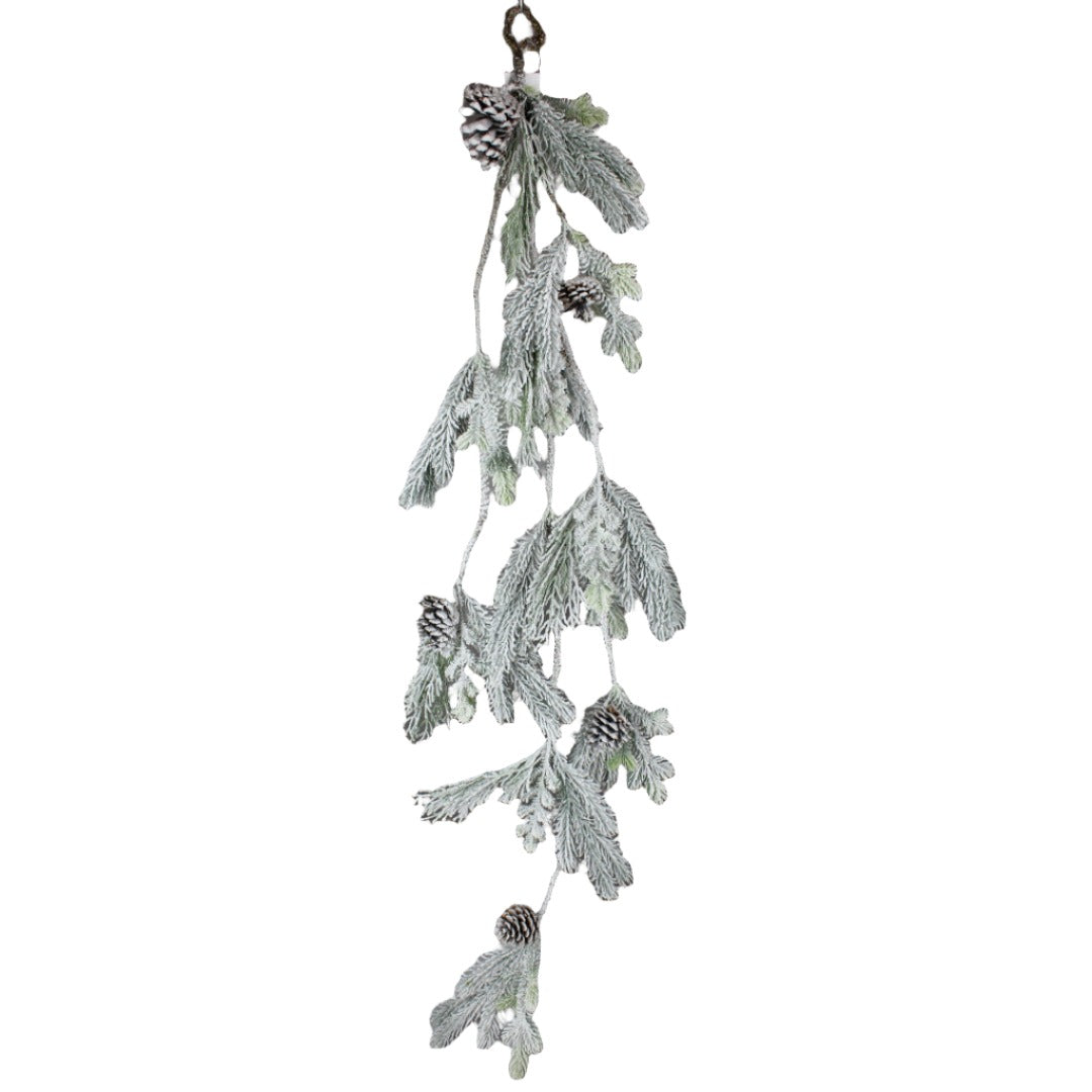 Hanging Snowy Pine with Cones -  53"