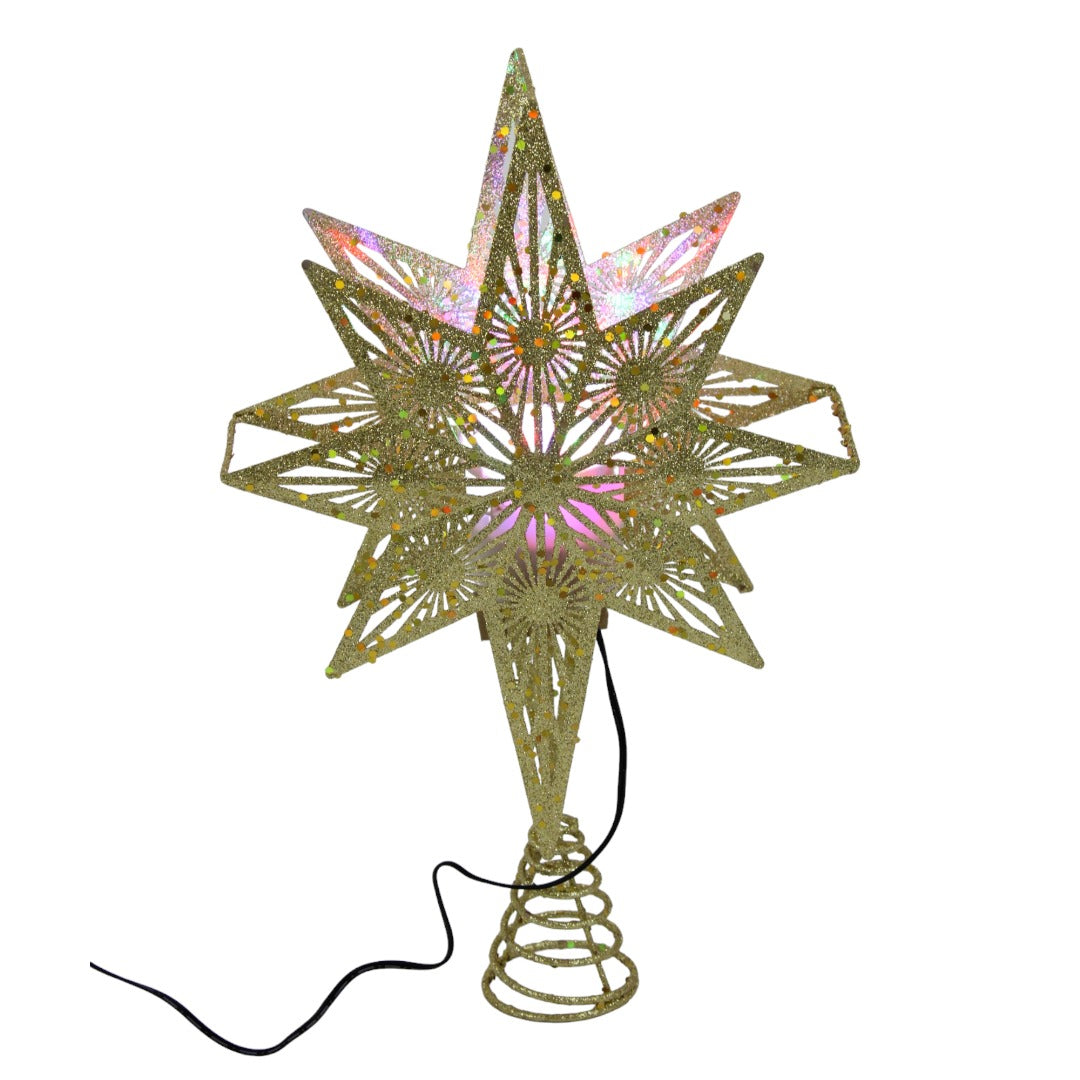 LED Projecting Star Tree Topper 14.37" - Gold