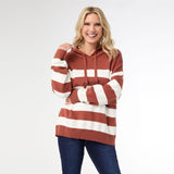 Heavenly-Luxe Stripe Pullover with Hood - Olive/Cream S/M