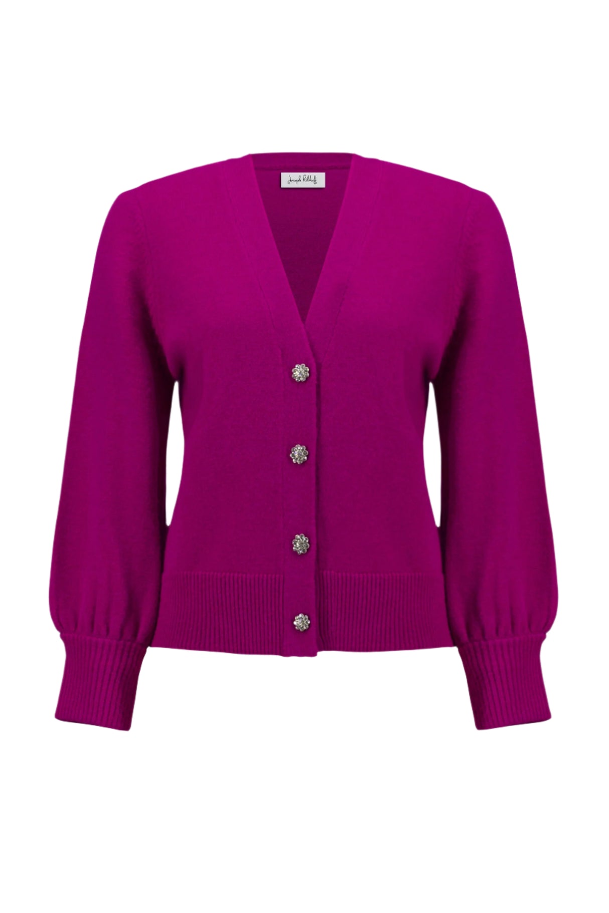 Sweater Knit Cardigan with Puff Sleeves