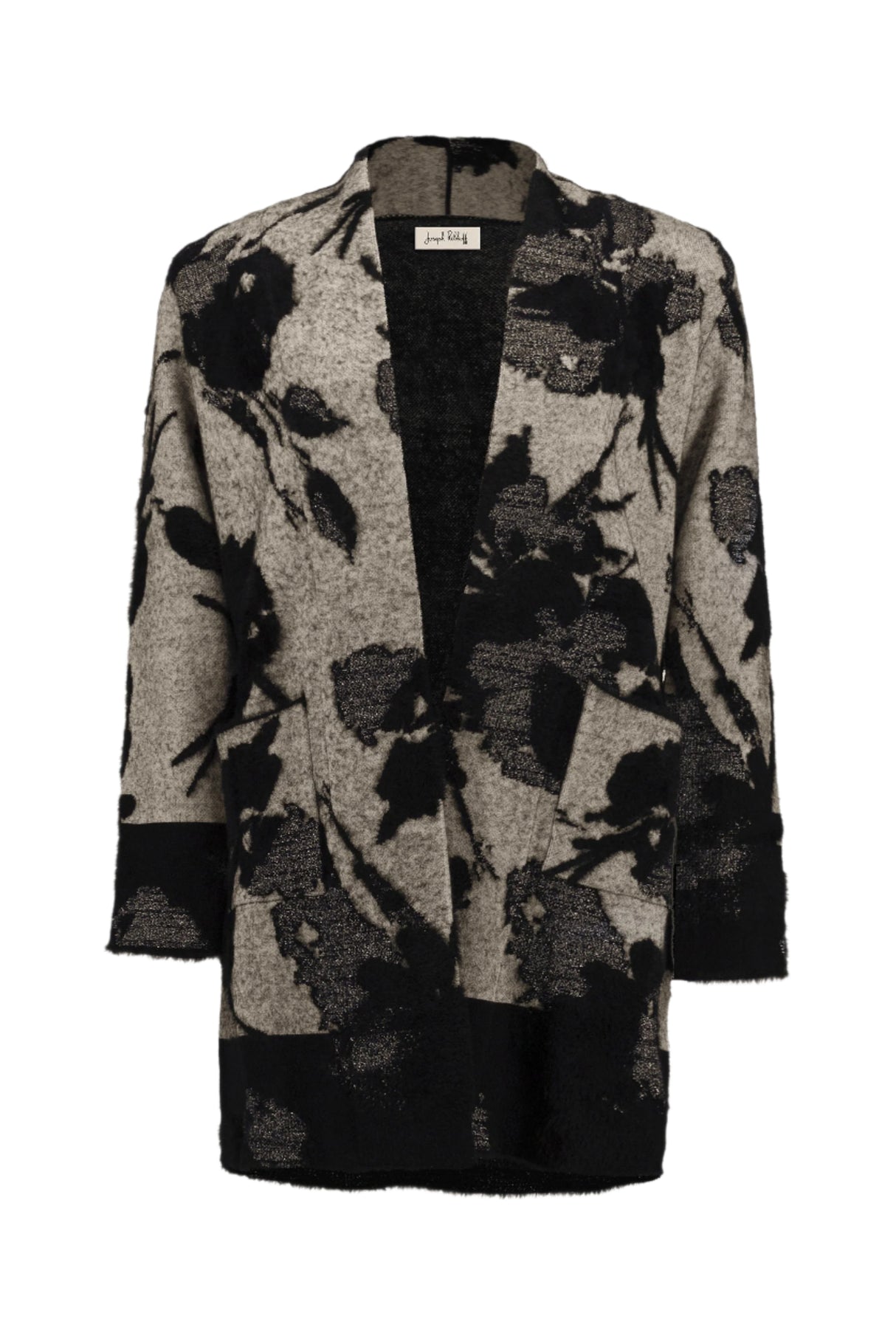 Abstract Jacquard Sweater Knit Long Cardigan