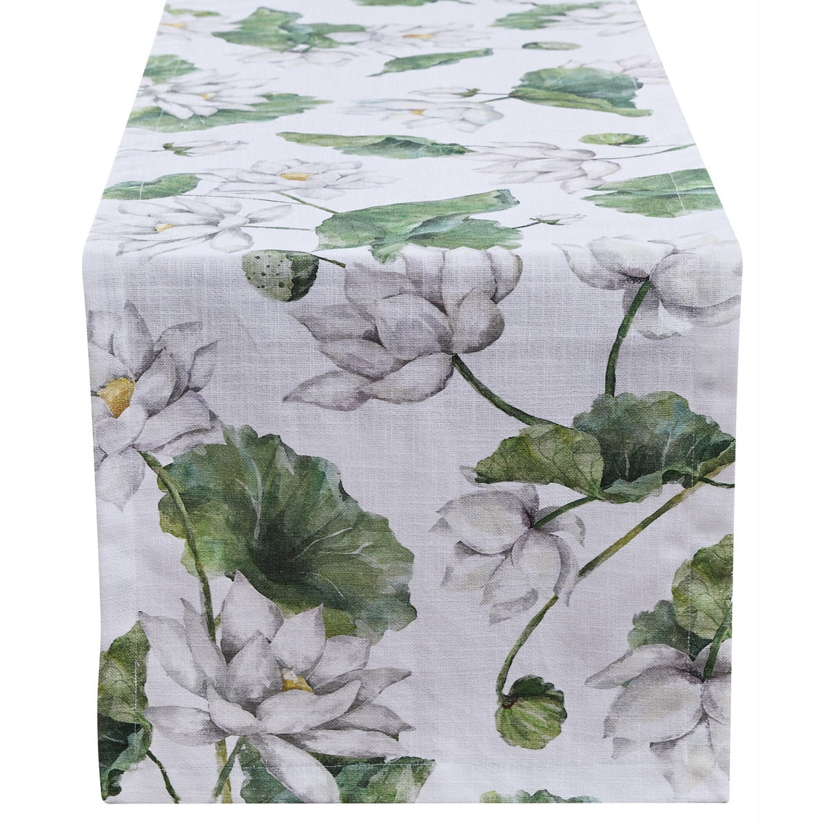 WHITE LOTUS TABLE RUNNER 15 X 72