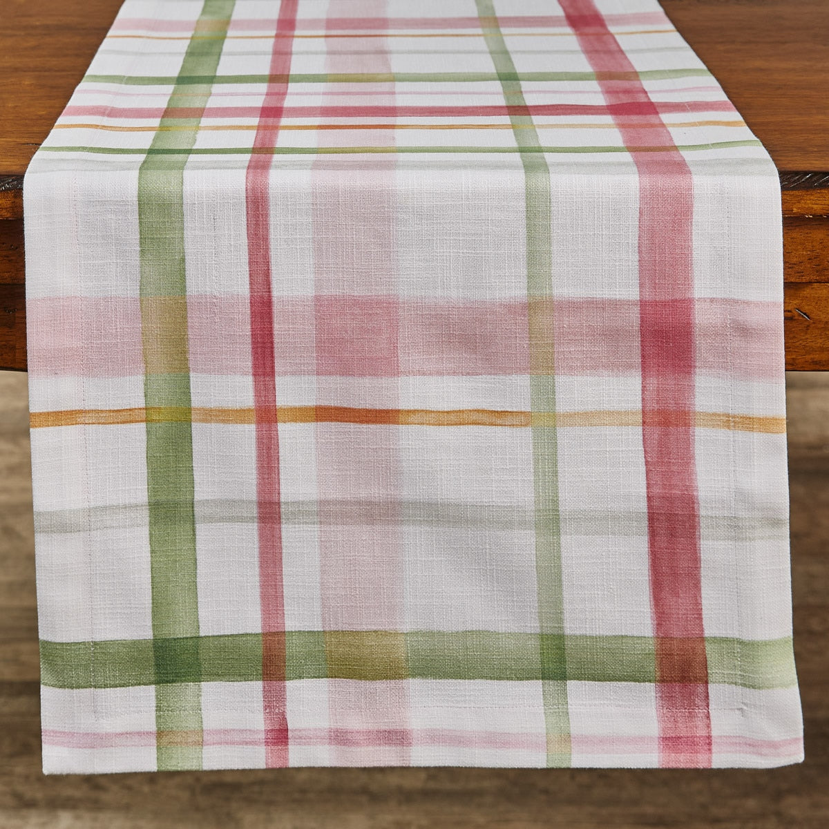 BELLA WATERCOLOR PLAID TABLE RUNNER 15X72