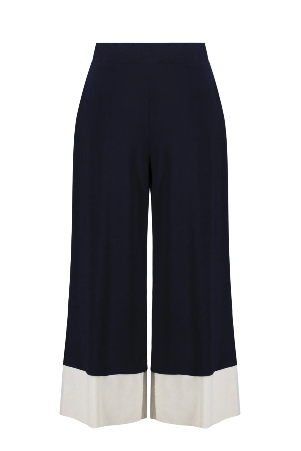 Silky Knit & Stretch Poplin Color Block Pull-On Culotte Pants