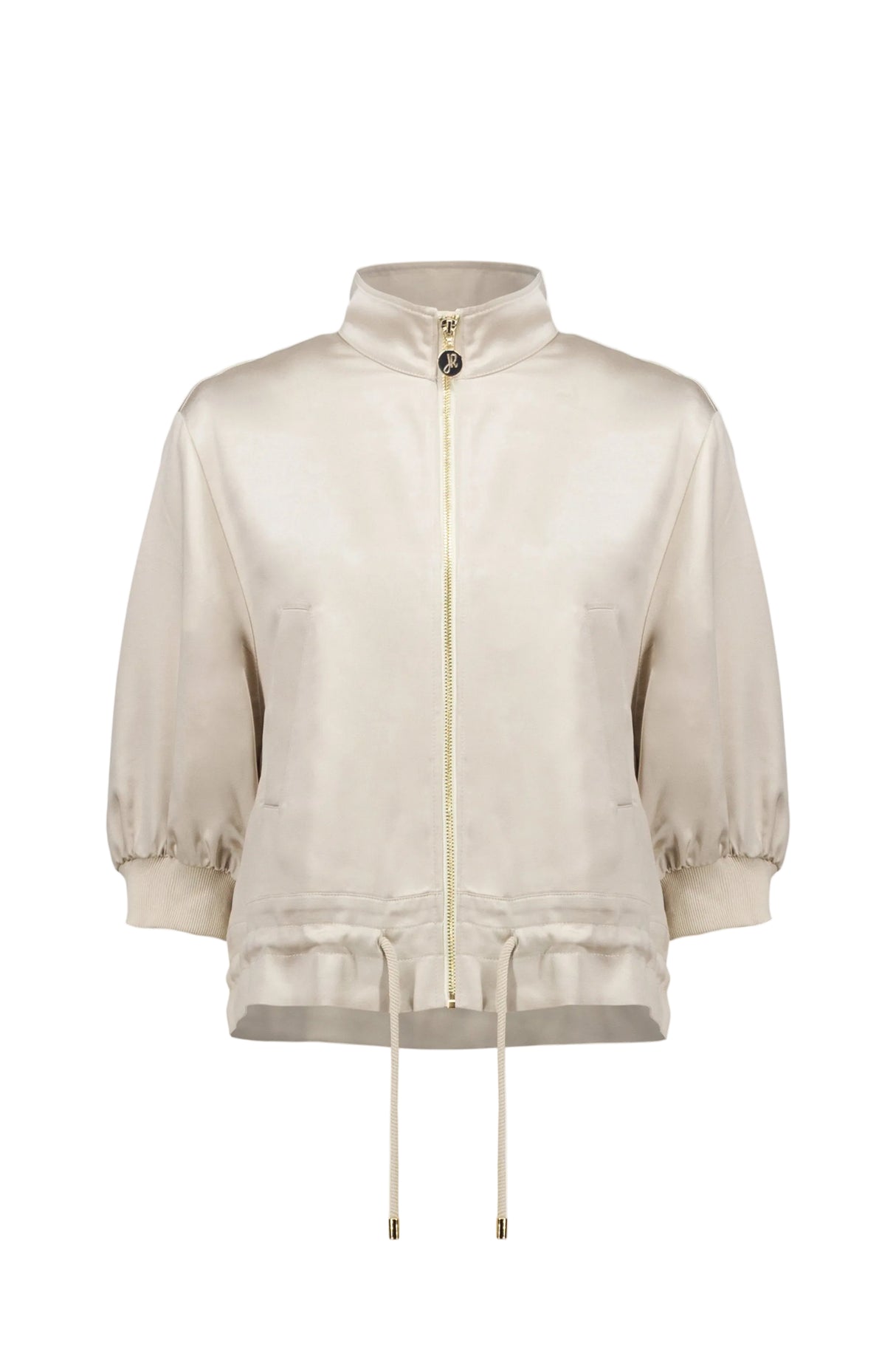 Satin Boxy Blouson Jacket With Drawstring Hem - Moonstone