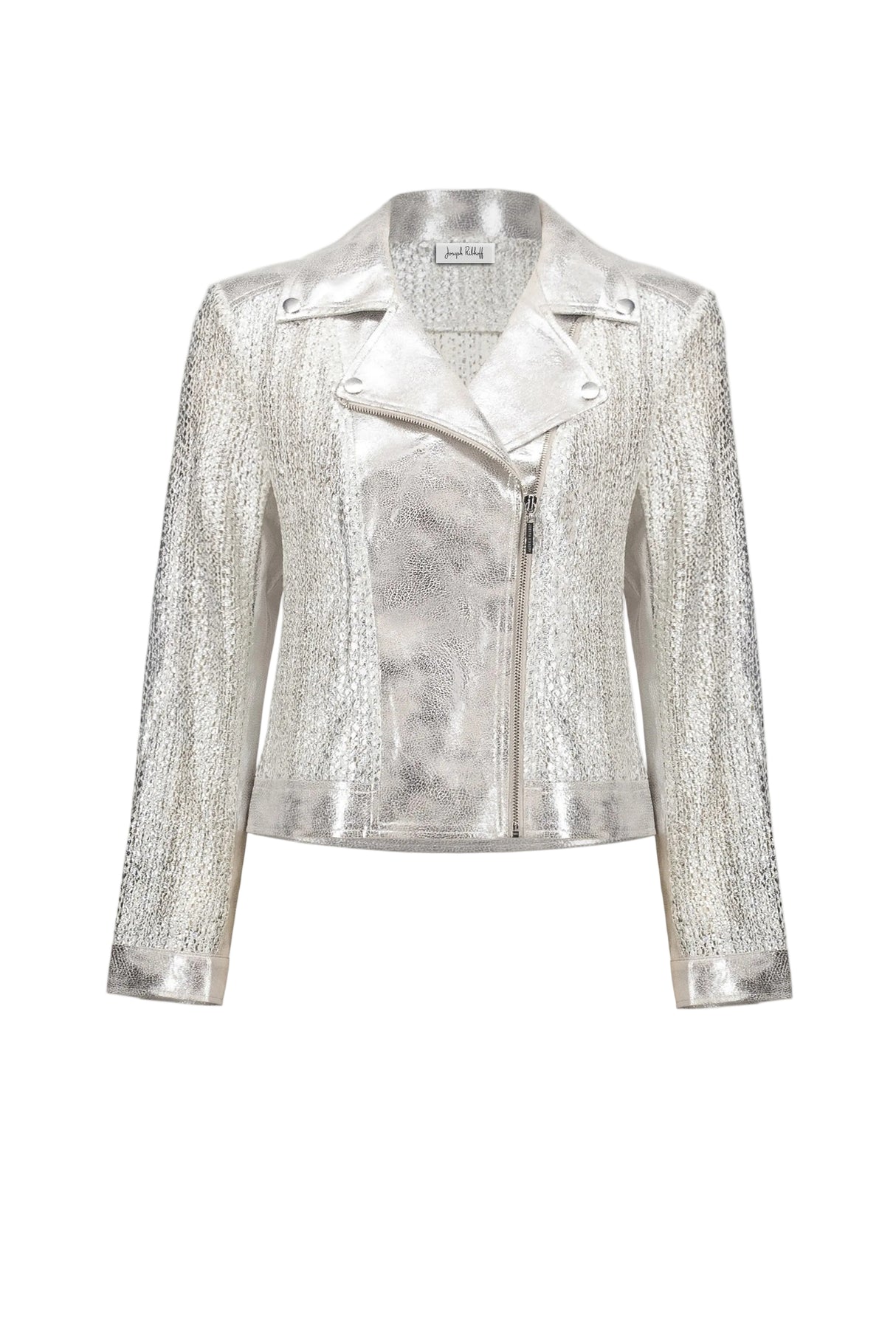 Faux Suede Foiled Knit Moto Jacket
