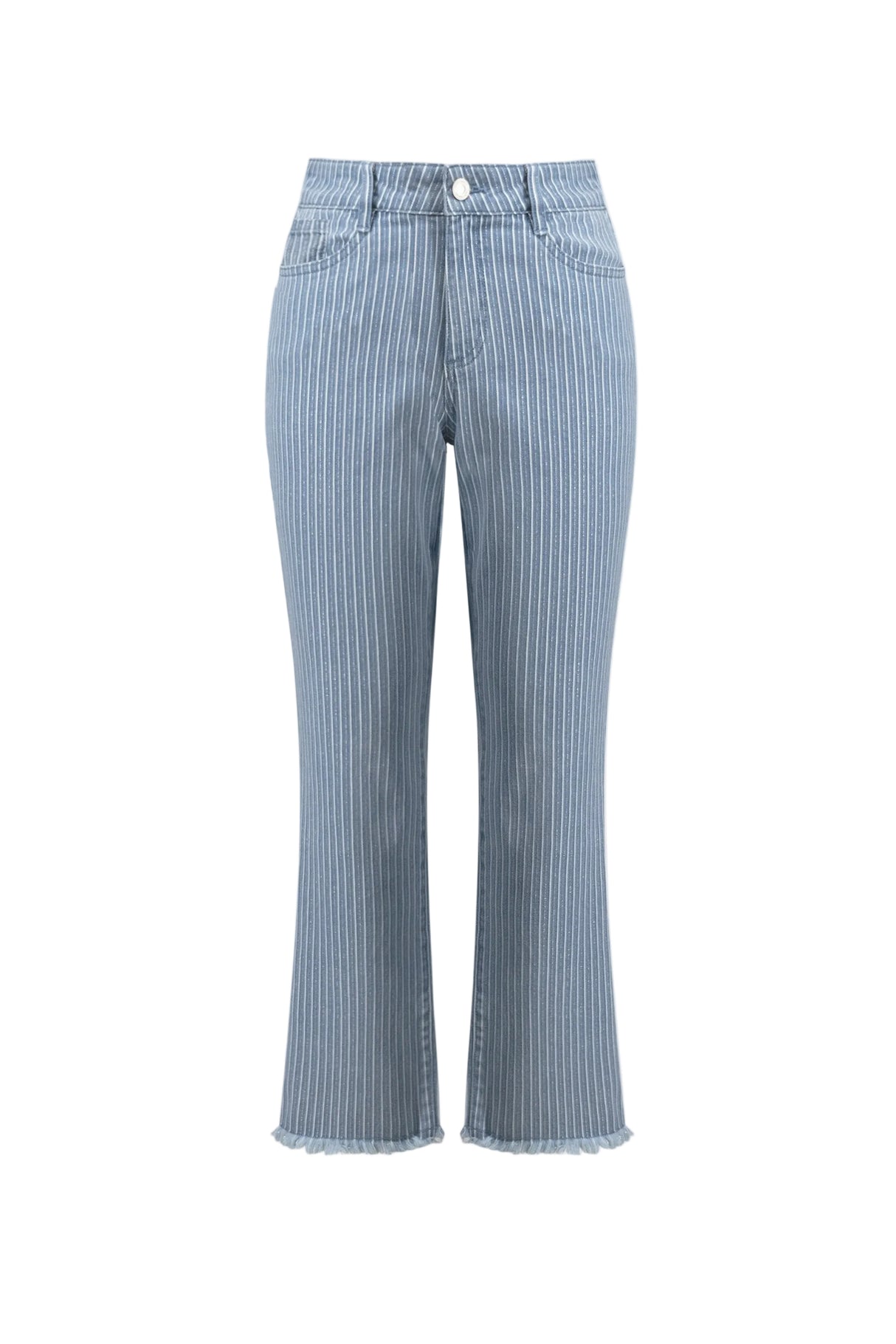 Cotton Denim Stripe Print Straight Jeans
