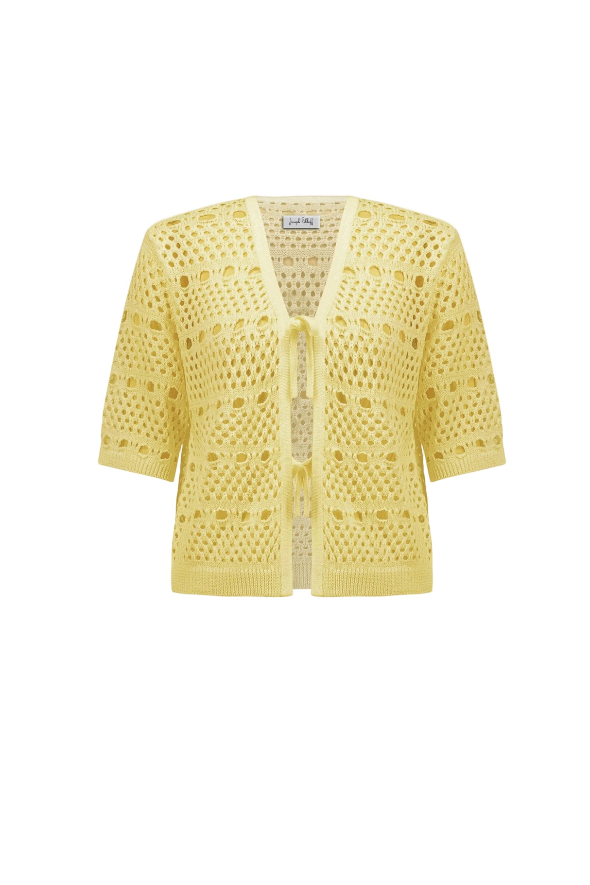Viscose Sweater Knit Open-Stitch Cardigan - Mellow Yellow