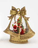 GLOBE #46 -10.25"H Lighted Spinning Water Globe Bells w/ Holiday Scene & Timer