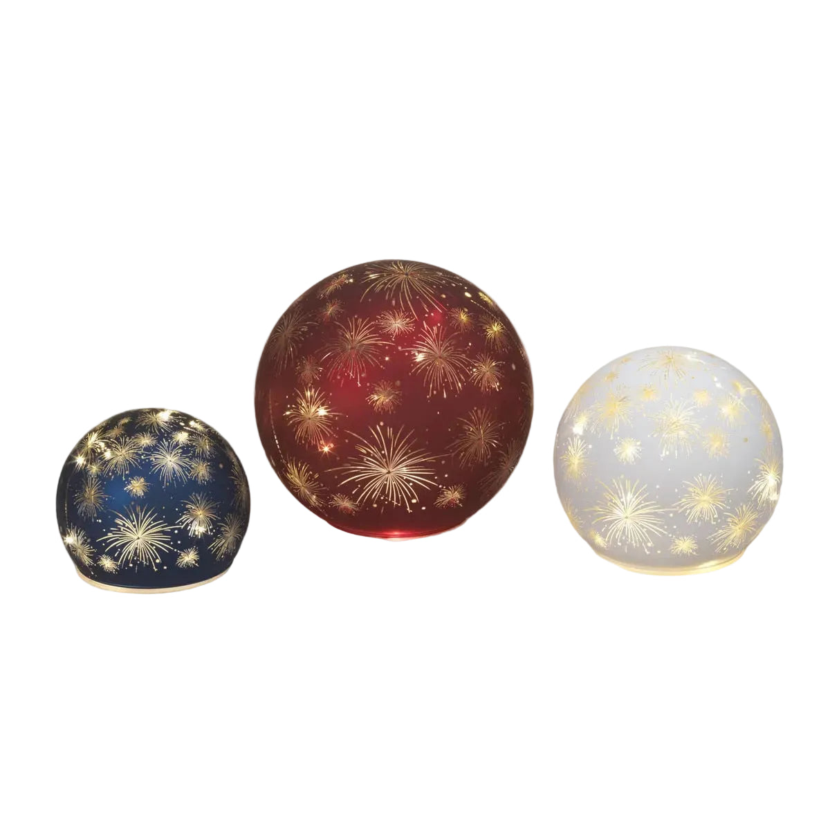 Lighted Americana Firework Glass Luminary