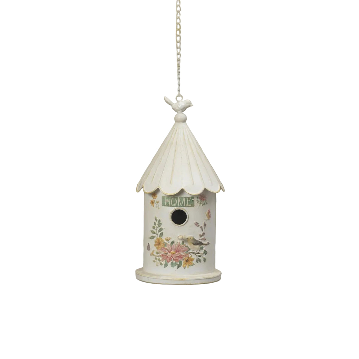 15.75"H Metal Embossed Bird Design Birdhouse