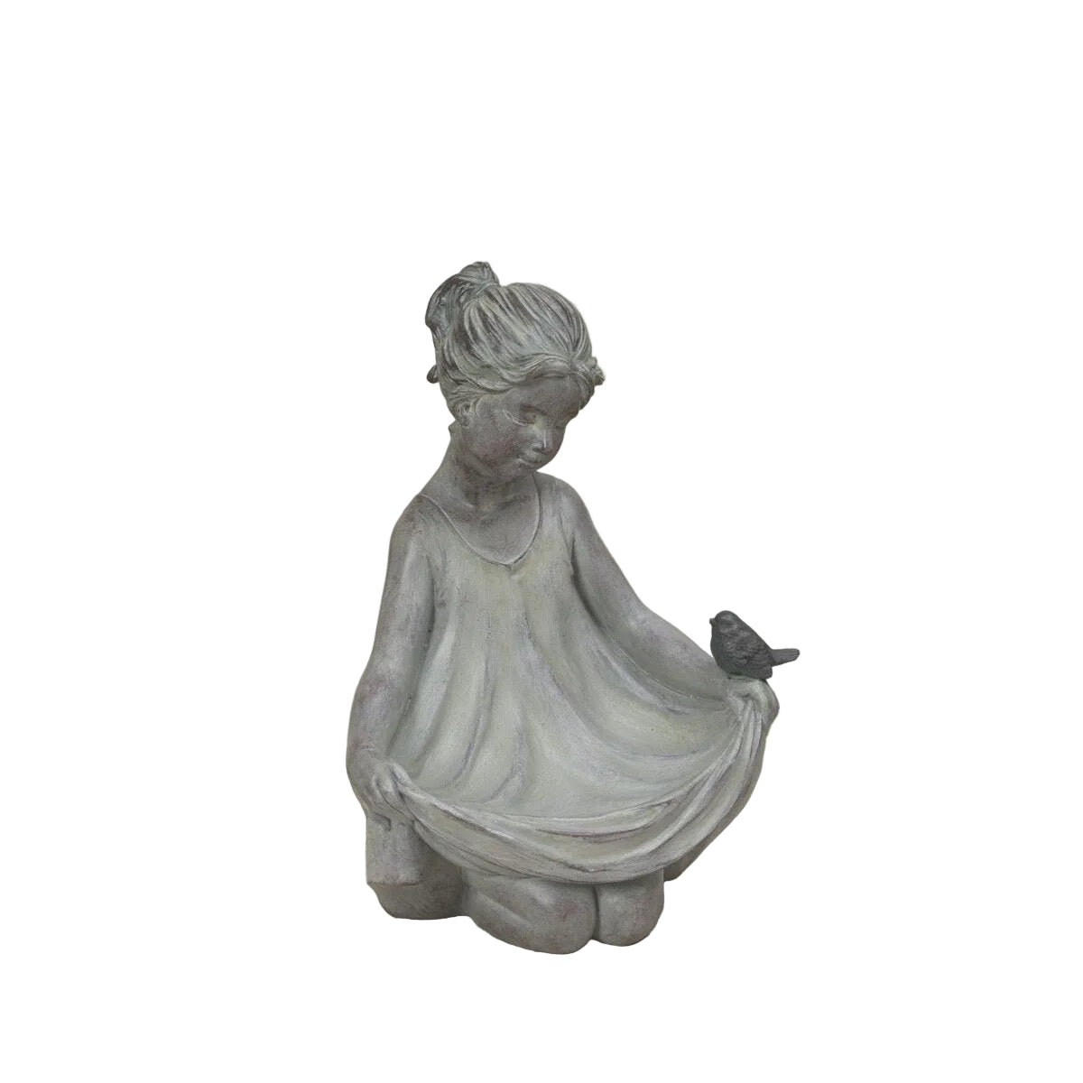 12.01"H Resin Girl Bird Feeder