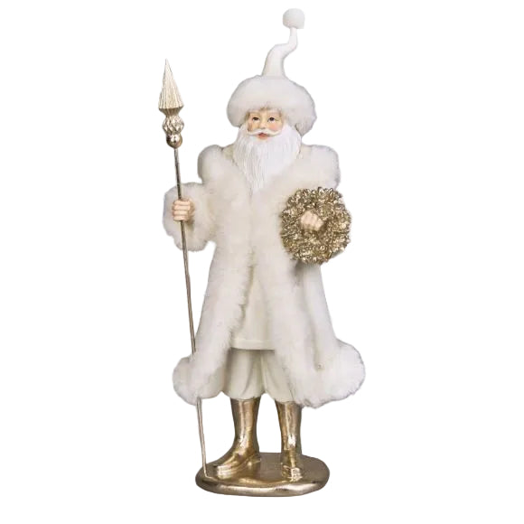 15" Winter Floral Santa with Staff