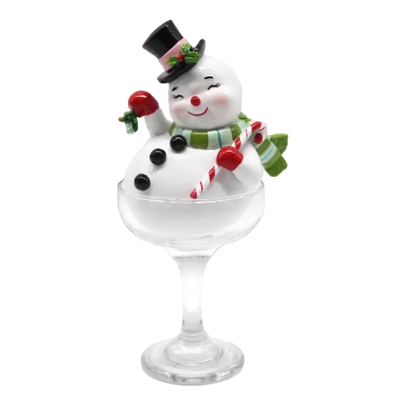 Retro Snowman in Martini Glass
