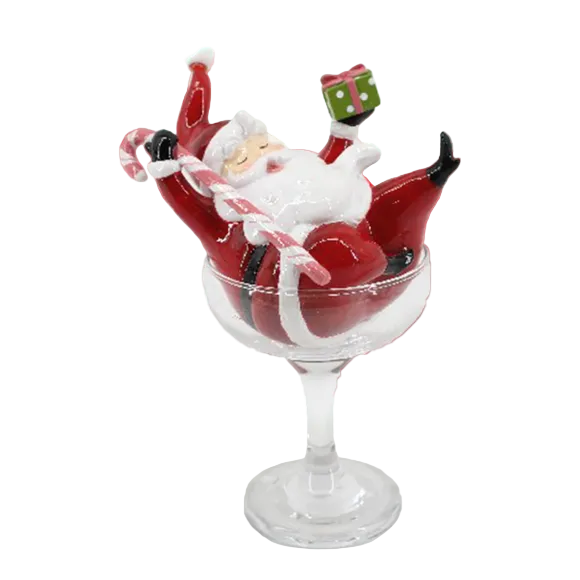 Retro Santa in Martini Glass