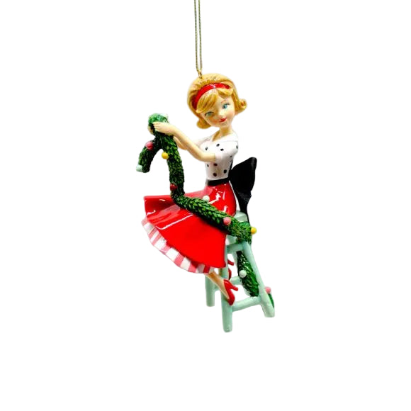 Retro Girl with Garland Ornament