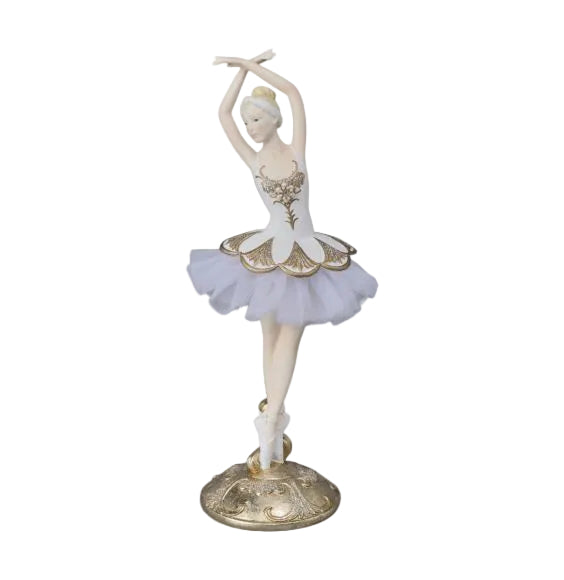 10.5" White and Gold Ballerina