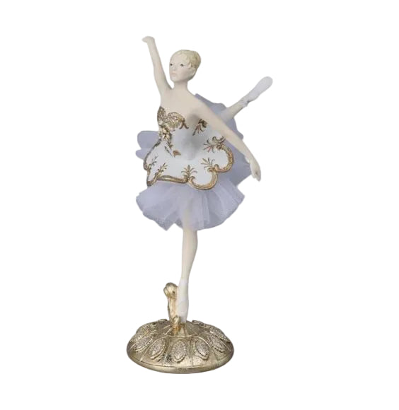 9.5" White and Gold Ballerina