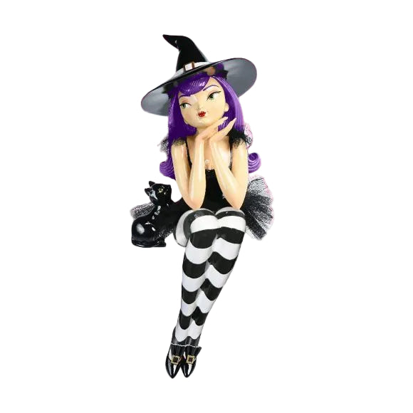 23" Purple Hair Witch Shelf Sitter