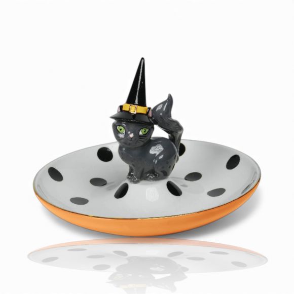 10" Black Cat Candy Dish