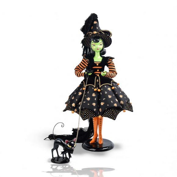 36" Witch with Cat Display