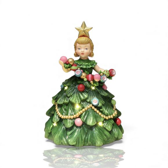 8" Vintage Christmas Tree Girl