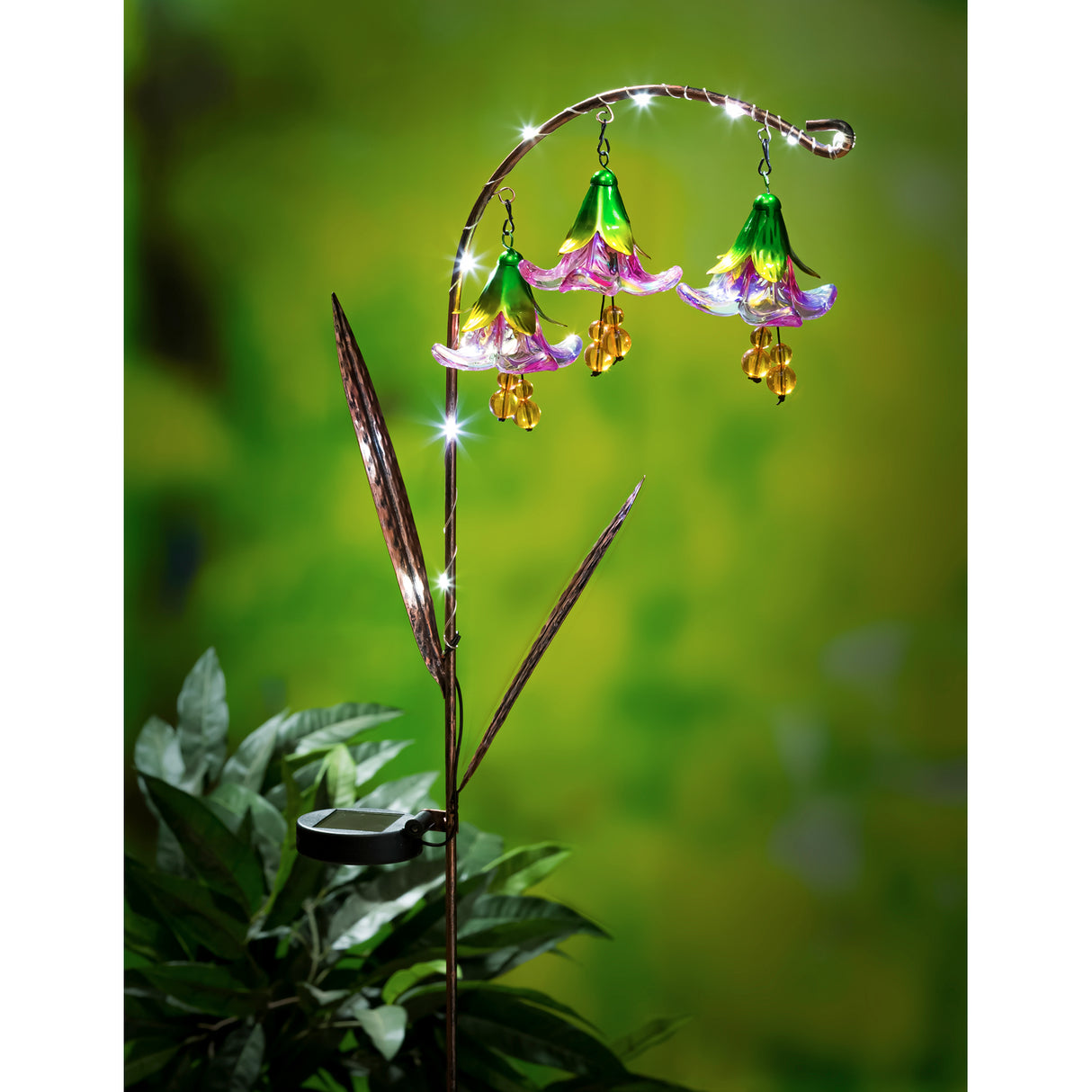 42"H Twinkling Light Solar Garden Stake - Flowers