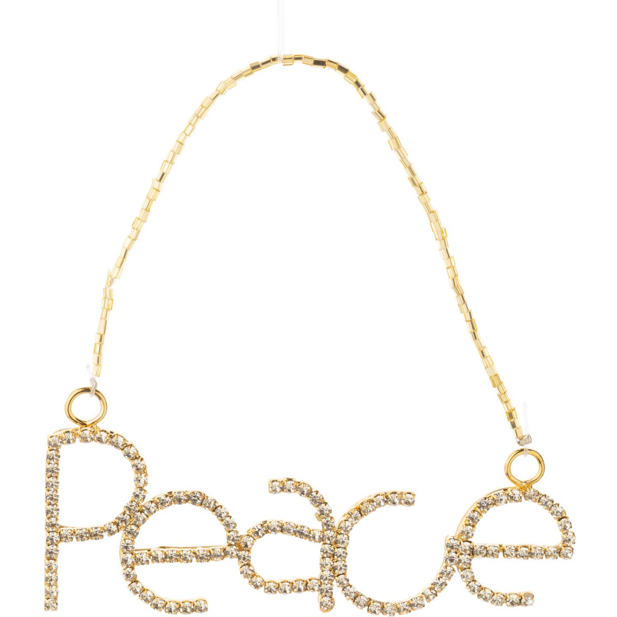 Clear Rhinestone "Peace" Ornament