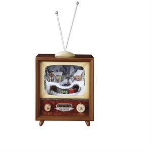 MUSICAL VILLAGE #D - 5.75"H LIGHTED MUSICAL TV