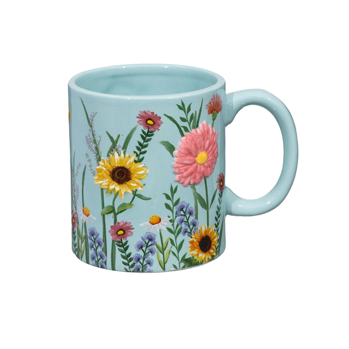 Floral Sculpted Ceramic Cup in Gift Box - 16 oz.