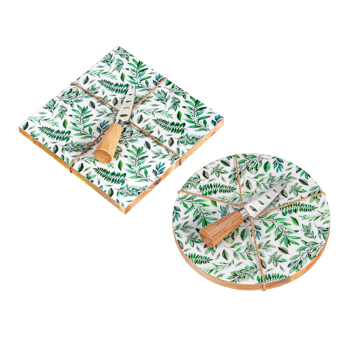 Olive Oasis Wood Cheese Board with Knife Set