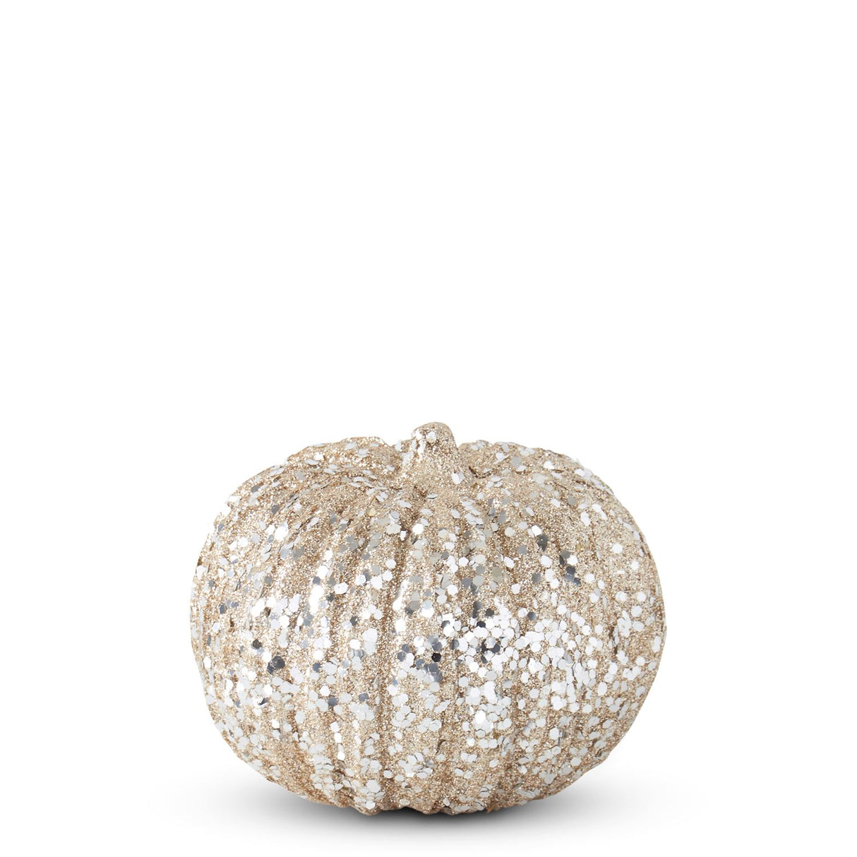 4" Champagne Glitter & Sequin Pumpkin