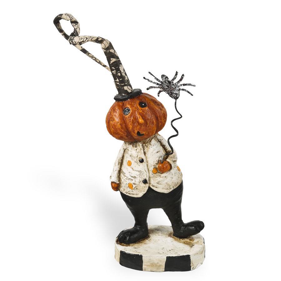 6 Inch Resin Pumpkin Man Holding Black Spider