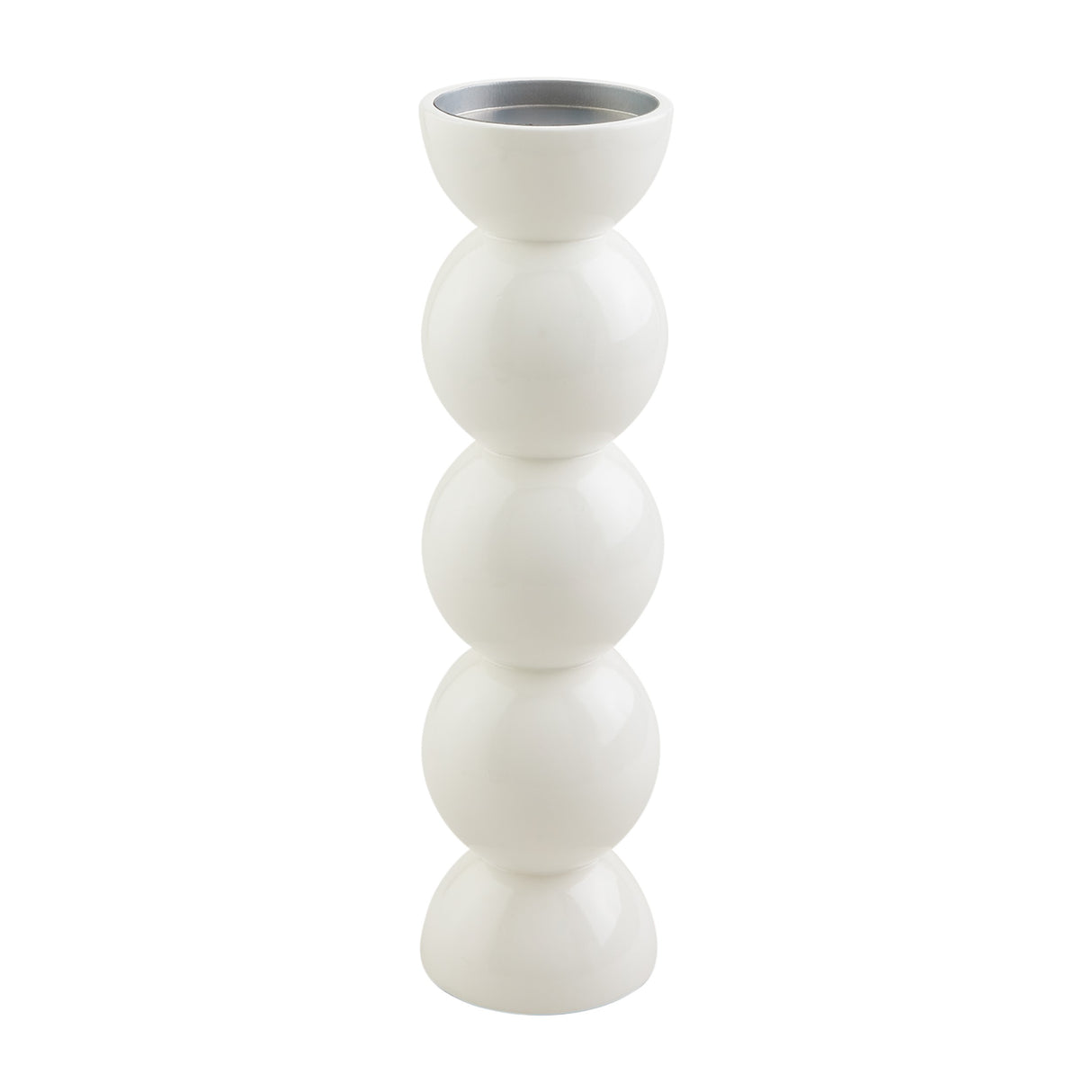 Medium White Lacquer Candlestick