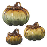 Green & Amber Handblown Glass Pumpkins
