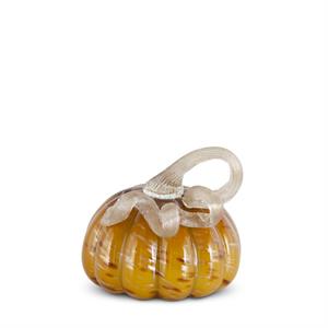 Yellow Speckled Handblown Glass Pumpkin