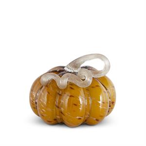 Yellow Speckled Handblown Glass Pumpkin