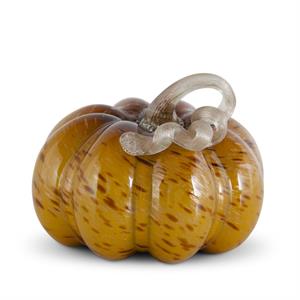 Yellow Speckled Handblown Glass Pumpkin
