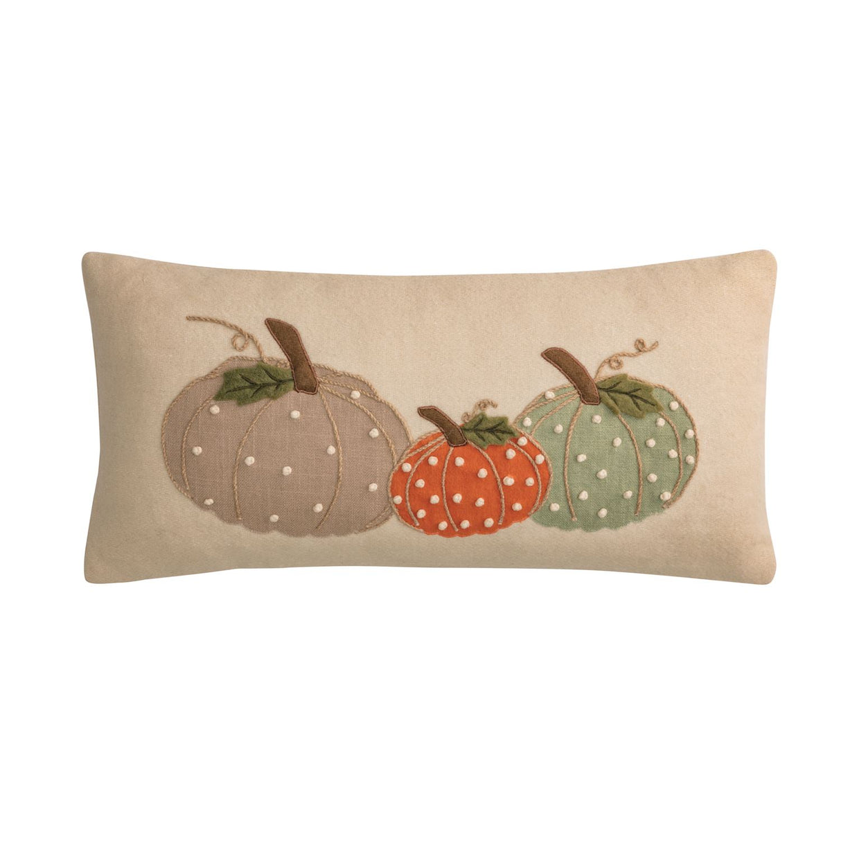 Lumbar French Knot Pumpkin Pillow