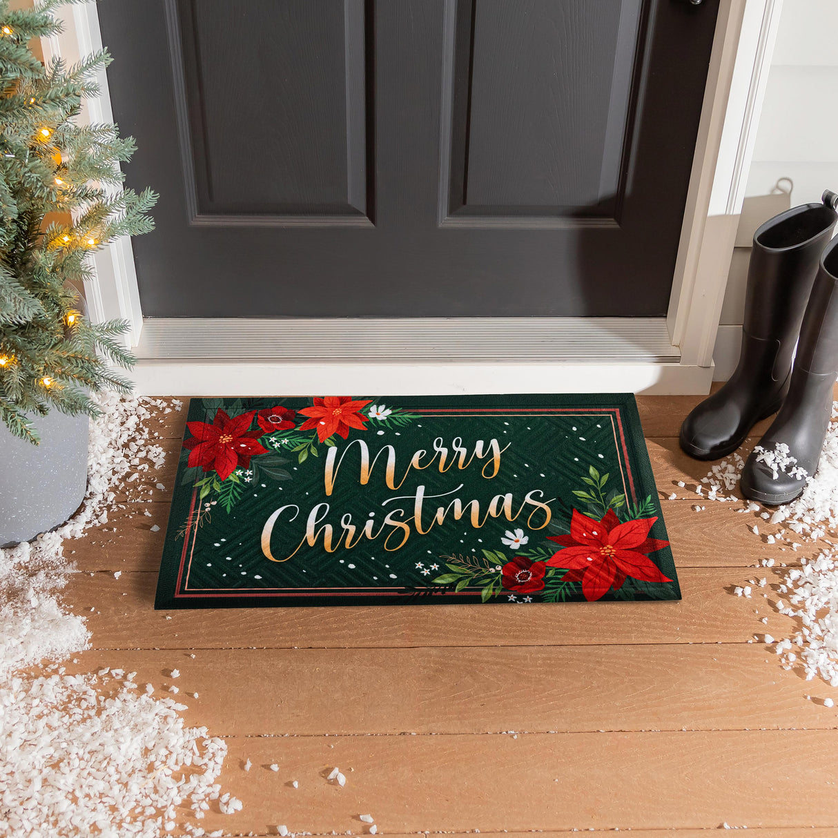 Floral Merry Christmas Embossed Mat