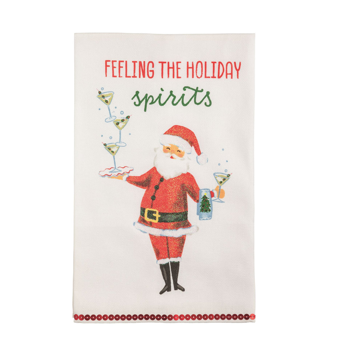 Feeling The Holiday Spirits Glitter Towel