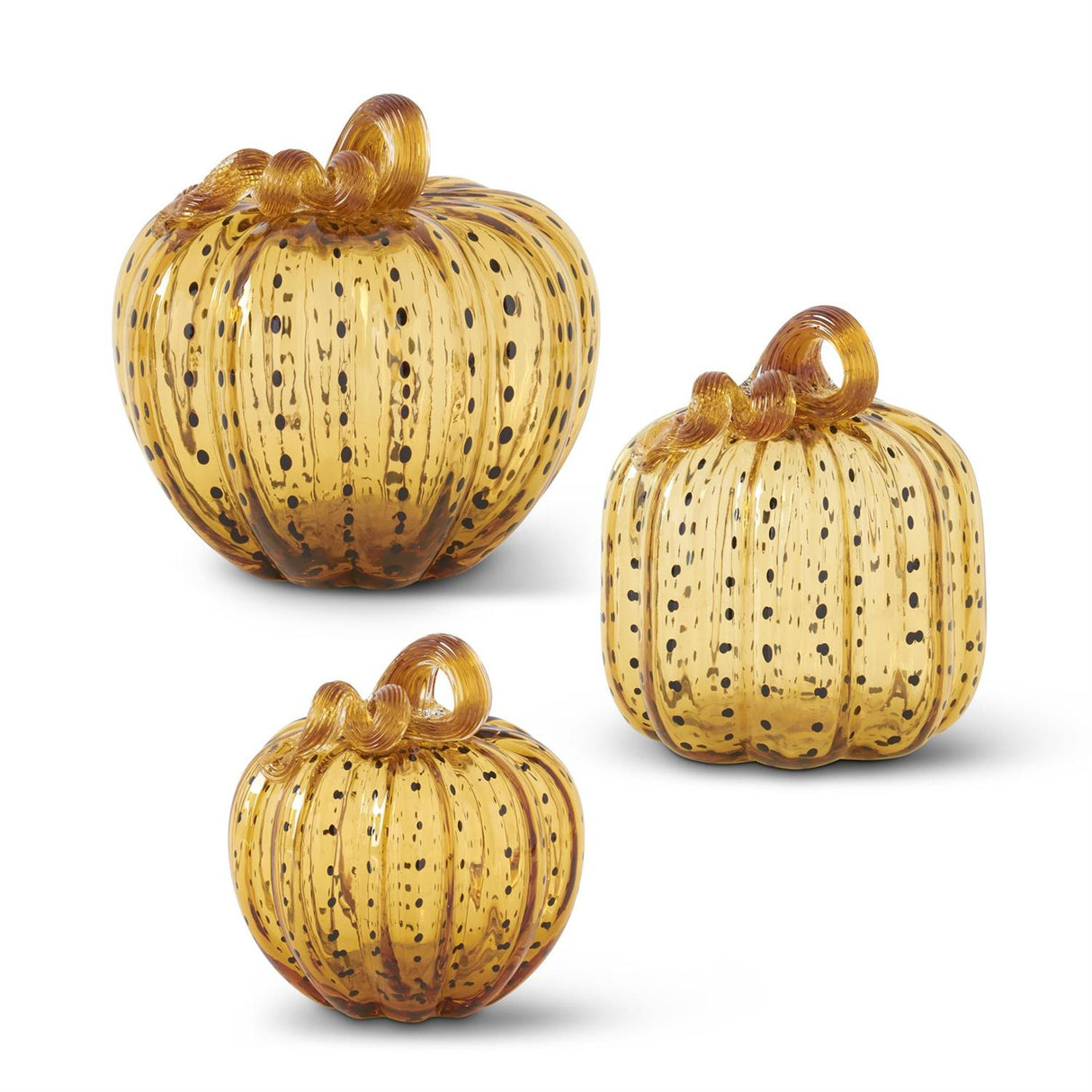 Black Speckled Amber Glass Pumpkins