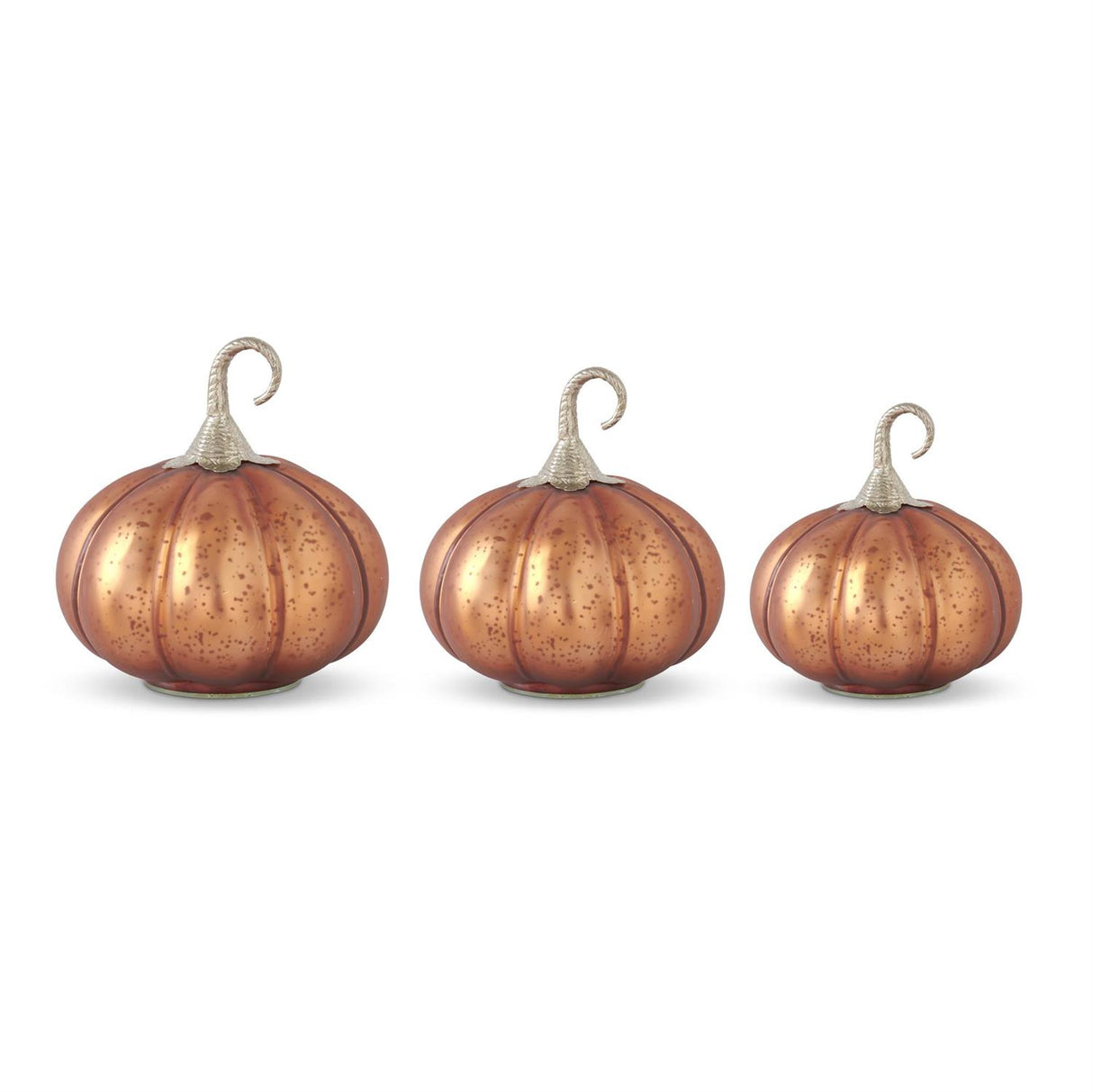 Copper Glass Pumpkins w/Brass Stem