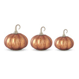 Copper Glass Pumpkins w/Brass Stem
