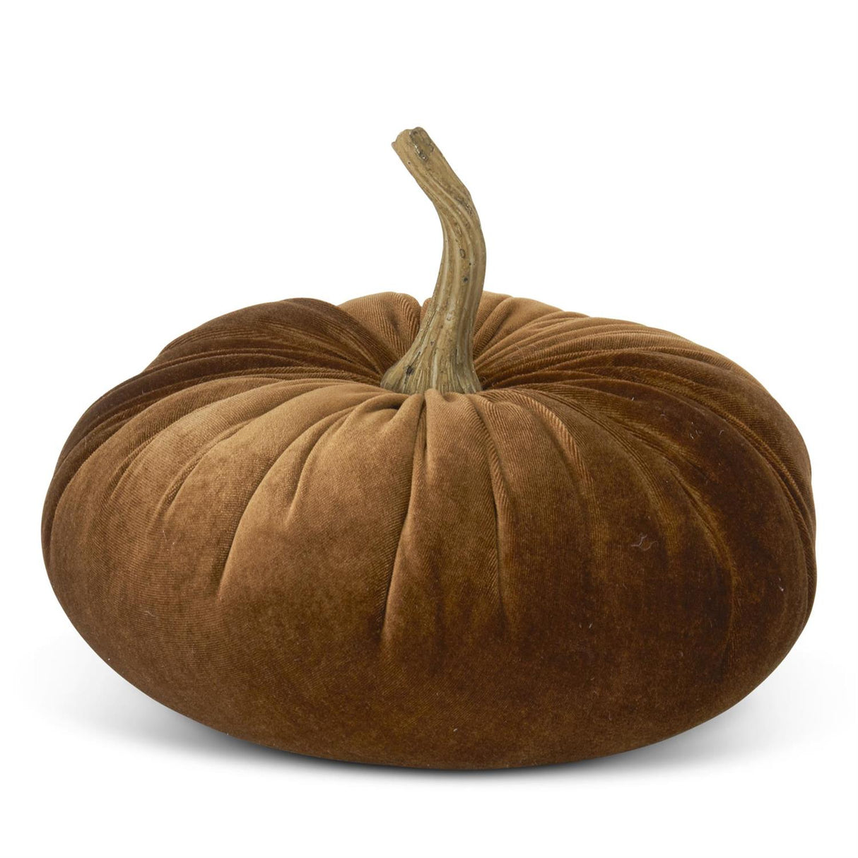 7.25 Inch Brown Velvet Stuffed Pumpkin