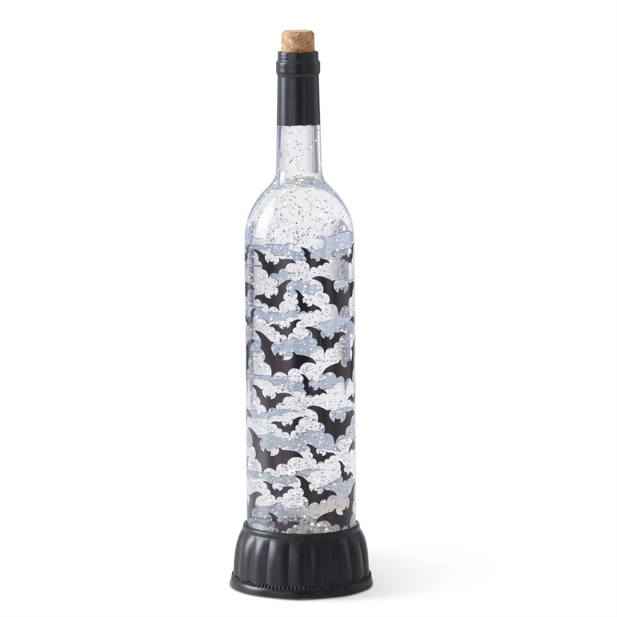 14.75 Inch Water Spinning LED Halloween Lit Glitter Bat Boos Bottle