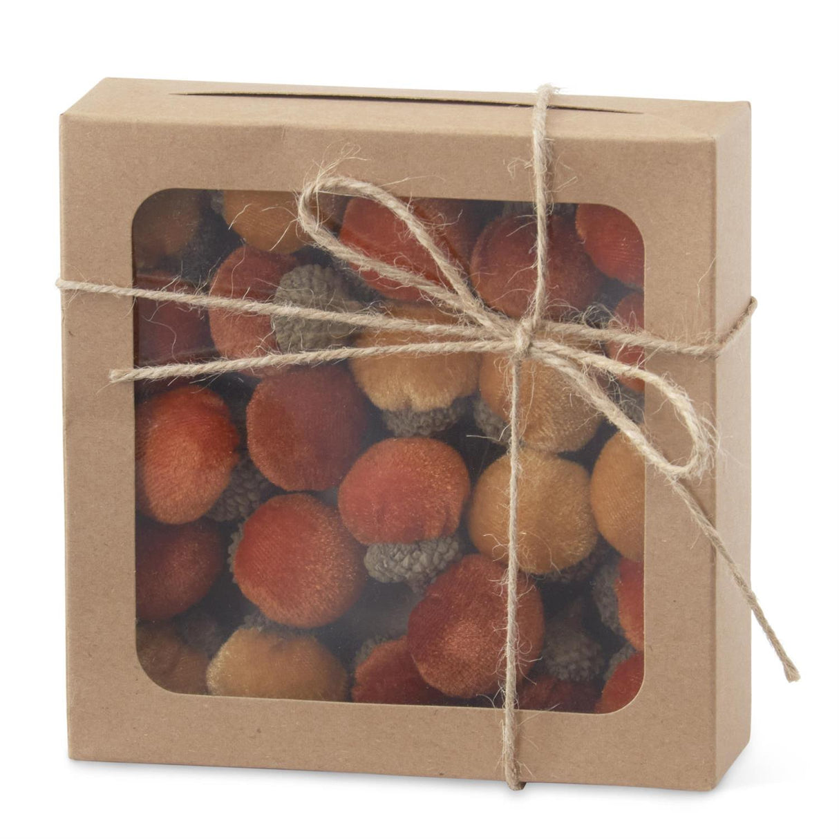 5.5 Inch Box of Mini Rust Tan & Orange Plush Acorns