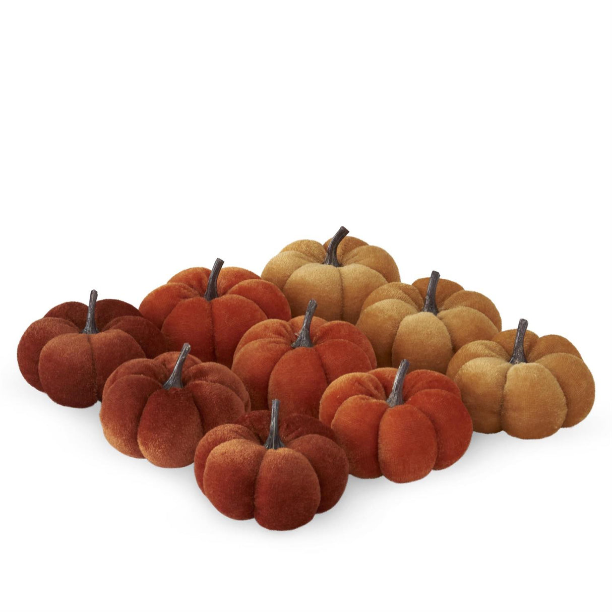 2 Inch Tan Rust & Orange Velvet Fill Pumpkins