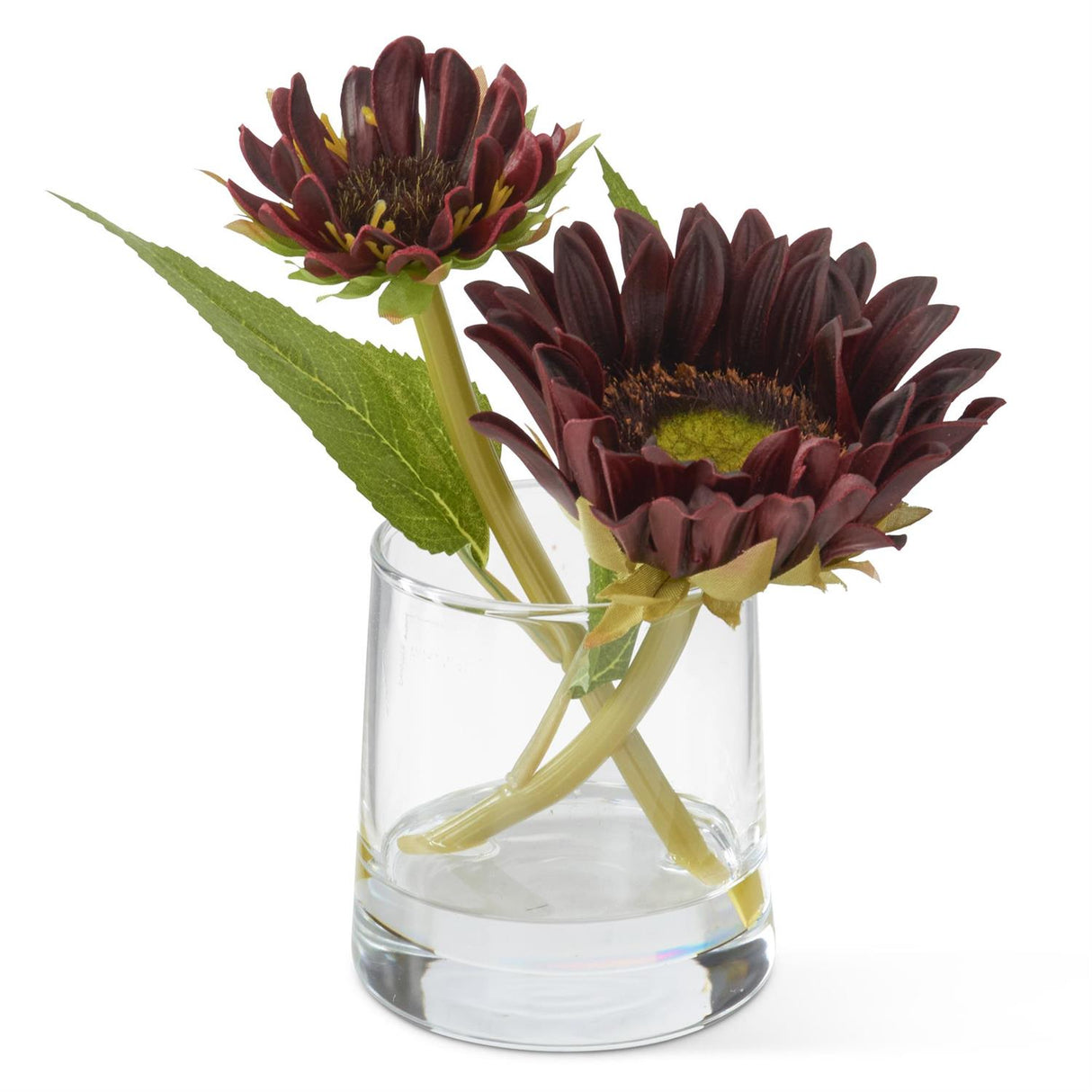6.5 Inch Burgundy Real Touch Sunflower Premade